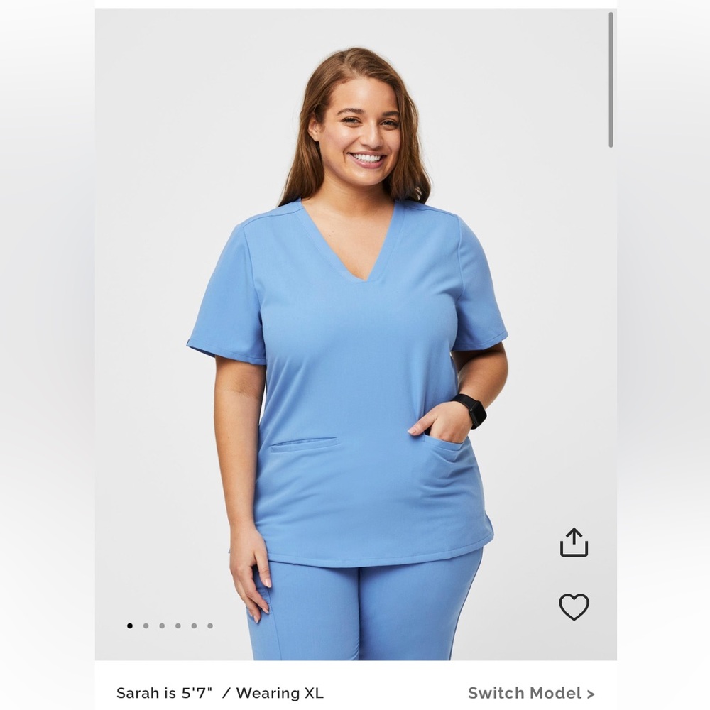 Figs Scrubs Ceil Blue Casma Top Size M